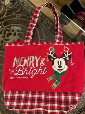 Disney Mickey Mouse "Merry & Bright" Red Christmas Limited Condition Tote Bag